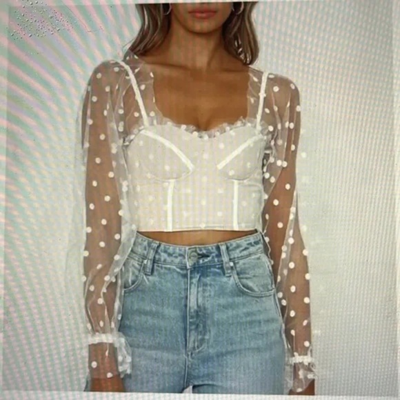 RUNAWAY THE LABEL Mesh Bustier Swiss Dot Corset Top - Size Medium - Picture 6 of 6